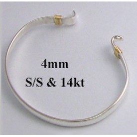 RAIC4S2G Sterling Silver Interchangable 4mm Band with Two 14kt Wraps 