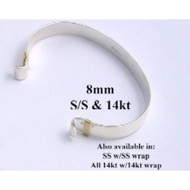 RAIC8S2G Sterling Silver 8mm Interchangeable Bangle with Two 14kt Wraps
