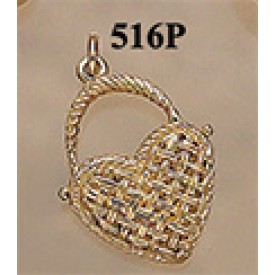 RA516P Woven Heart Basket Pendant 