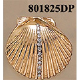 Large Scallop Shell with 25 Points of Diamonds Pendant