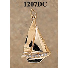 RA1207DC Large Sailboat with 24 Pts. of Diamonds Charm 