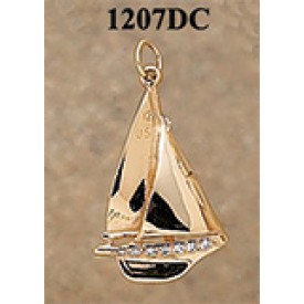 RA1207DC Large Sailboat with 24 Pts. of Diamonds Charm 