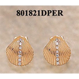 RA801821DPER Scallop Shell with 21 Pts. of Diamond Earrings 
