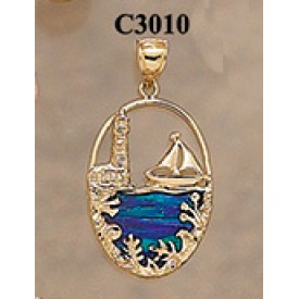 RARD238 (C3010) Opal Lighthouse and Sailboat Charm