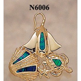 RARD222 (N6006) Opal Stingray, Shell, and Turtle Combo Pendant