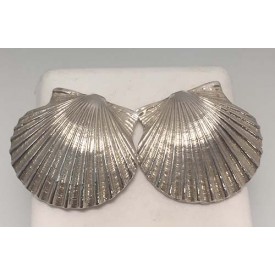 RA381PERS Sterling Silver Large Scallop Shell Post Earrings