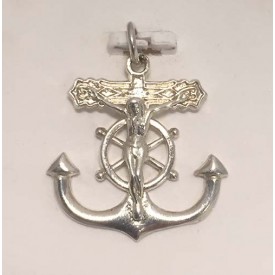 RAC1290CS Sterling Silver Fisherman Cross Pendant 