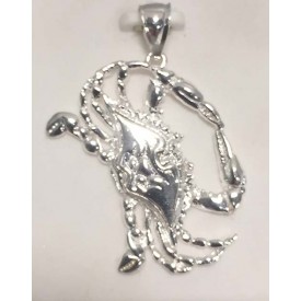 RARD2003PS Sterling Silver Large Diamond Cut Crab Pendant