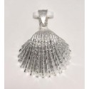 RARD988PS Sterling Silver Diamond Cut Scallop Shell Pendant