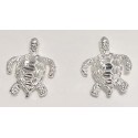 RARD1602PERS Sterling Silver Diamond Cut Turtle Post Earrings