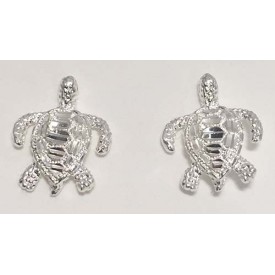 RARD1602PERS Sterling Silver Diamond Cut Turtle Post Earrings