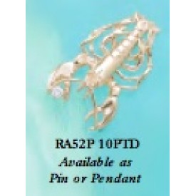 RA52P Lobster Pin/Pendant with 10 Pts. Diamonds