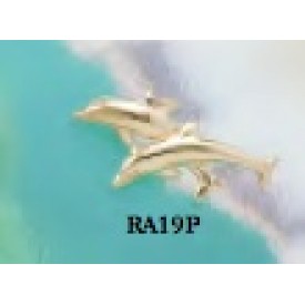 RA19P Large Double Dolphin Pendant 