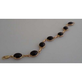 MS9523007BLACK 10X12 7" 14kt Gold Black Onyx Scarab Bracelet