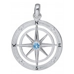 ENP35963SBT Sterling Silver Compass Rose w/Blue Topaz